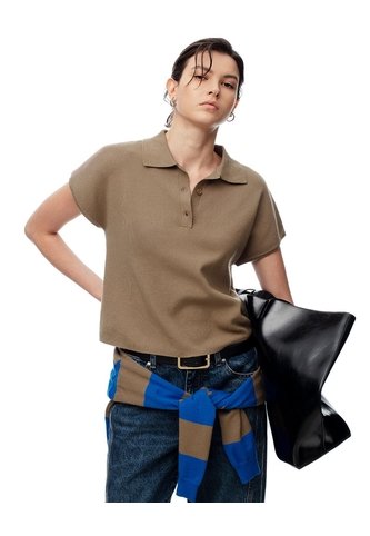 Polo Regular Tejido De Punto Café Mujer Cafe Gef