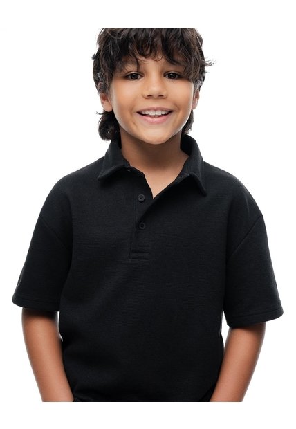 Polo Regular Negra Niño Negro
