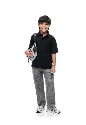 Polo Regular Negra Niño Negro