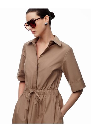 Vestido Midi Falda En A Café Mujer Cafe