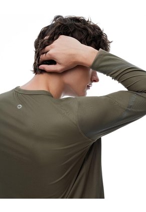 Camiseta Regular Manga Larga Taupe Estampado Hombre Marron Claro
