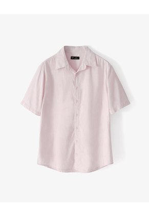Camisa Regular Manga Corta Palo De Rosa Hombre Rosa Claro