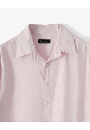 Camisa Regular Manga Corta Palo De Rosa Hombre Rosa Claro