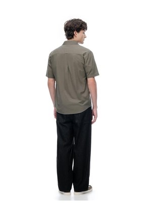 Camisa Regular Manga Corta Café Hombre Cafe