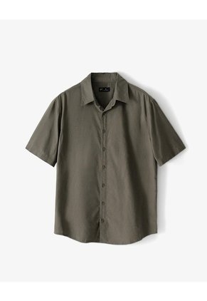 Camisa Regular Manga Corta Café Hombre Cafe
