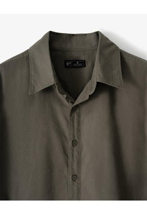 Camisa Regular Manga Corta Café Hombre Cafe