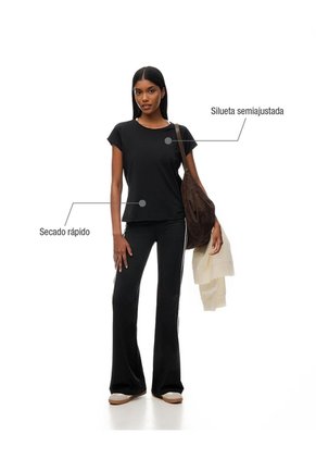 Camiseta Deportiva Secado Rápido Negra Mujer Negro