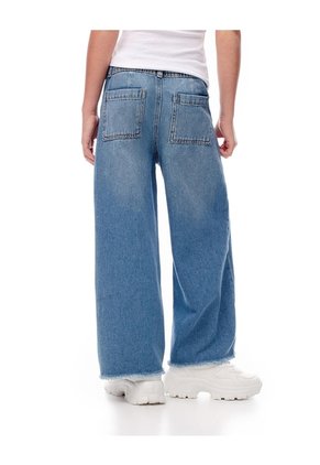 Jean Wide Leg Tiro Medio índigo Medio Niña Azul Oscuro