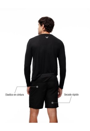 Pantaloneta Deportiva Secado Rápido Negra Hombre Negro