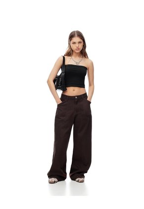 Crop Top Slim Seamless Negra Mujer Negro
