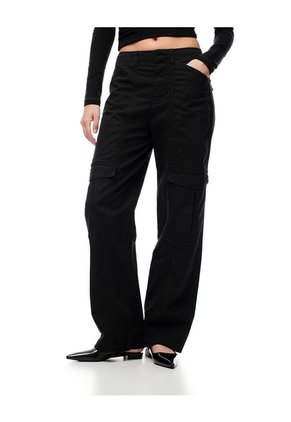 Pantalón Cargo Tiro Alto Negro Mujer Negro