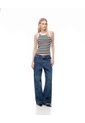 Camiseta Esqueleto Slim Rib Algodón Rayas Mujer Blanco de Gef