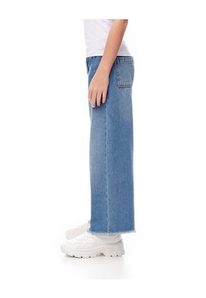 Jean Wide Leg Tiro Medio índigo Medio Niña Azul Oscuro