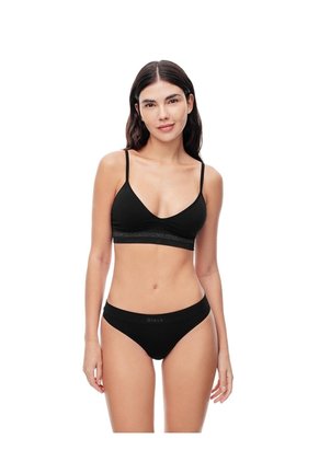 Top Soporte Medio Seamless Copas Removible Negro Mujer Negro