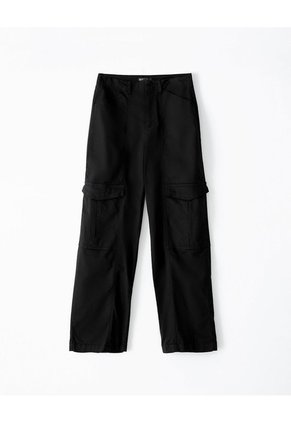 Pantalón Cargo Tiro Alto Negro Mujer Negro