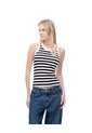 Camiseta Esqueleto Slim Rib Algodón Rayas Mujer Blanco de Gef