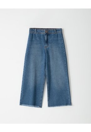 Jean Wide Leg Tiro Medio índigo Medio Niña Azul Oscuro