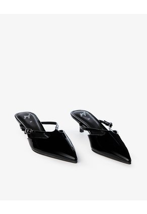 Zapatos Tipo Mule Tacón Bajo Negros Mujer Negro