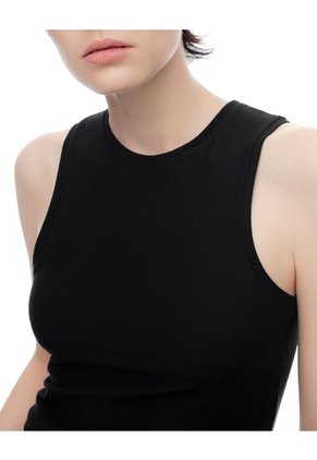 Camiseta Esqueleto Slim Tib Algodón Negra Mujer Negro