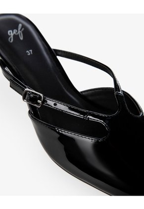 Zapatos Tipo Mule Tacón Bajo Negros Mujer Negro