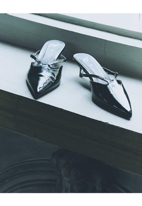 Zapatos Tipo Mule Tacón Bajo Negros Mujer Negro
