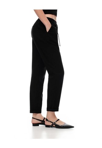 Pantalón Recto Tiro Alto Negro Mujer Negro Gef