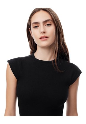 Vestido Corto Slim Escote Negro Mujer Negro