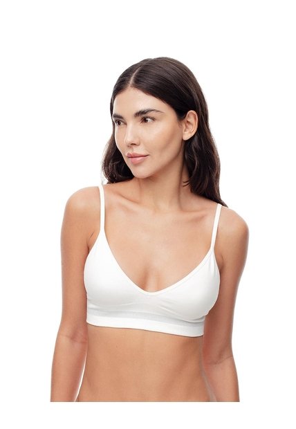 Top Soporte Medio Seamless Copas Removibles Blanco Mujer Blanco