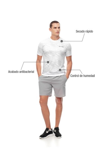 Camiseta Deportiva Control Humedad Blanca Hombre Blanco
