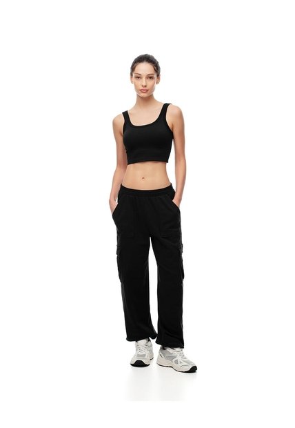Jogger Tiro Medio Algodón Negro Mujer Negro