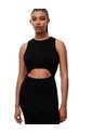 Vestido Midi Slim Rib Algodón Negro Mujer Negro de Gef