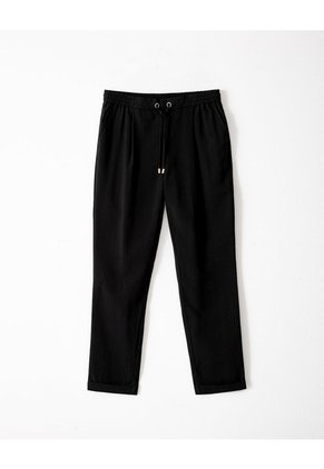 Pantalón Recto Tiro Alto Negro Mujer Negro