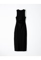 Vestido Midi Slim Rib Algodón Negro Mujer Negro de Gef