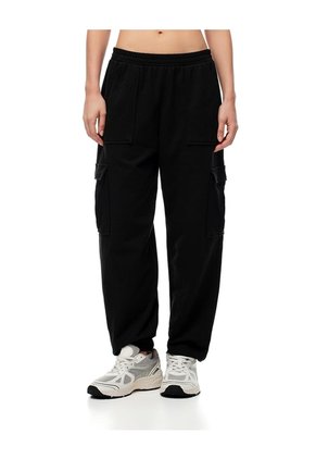 Jogger Tiro Medio Algodón Negro Mujer Negro