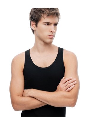 Camisilla Slim Algodón Negra Hombre Negro