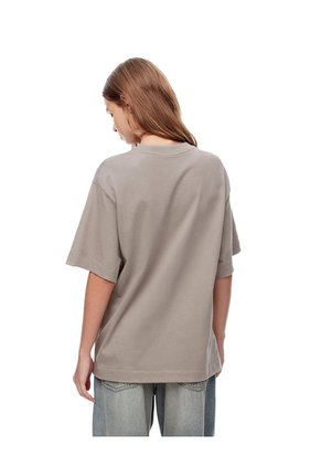 Camiseta Oversize Algodón Taupe Estampada Mujer Marron Claro
