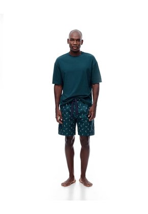 Bermuda De Pijama Algodón Estampada Hombre Verde