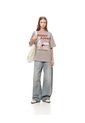Camiseta Oversize Algodón Taupe Estampada Mujer Marron Claro de Gef