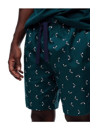 Bermuda De Pijama Algodón Estampada Hombre Verde