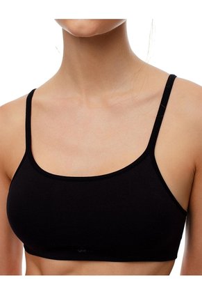 Top Soporte Medio Seamless Negro Mujer Negro