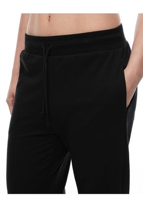 Pantalón Relax Tiro Medio Algodón Negro Mujer Negro