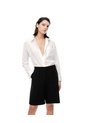 Bermuda Regular Tiro Alto Negra Mujer Negro de Gef