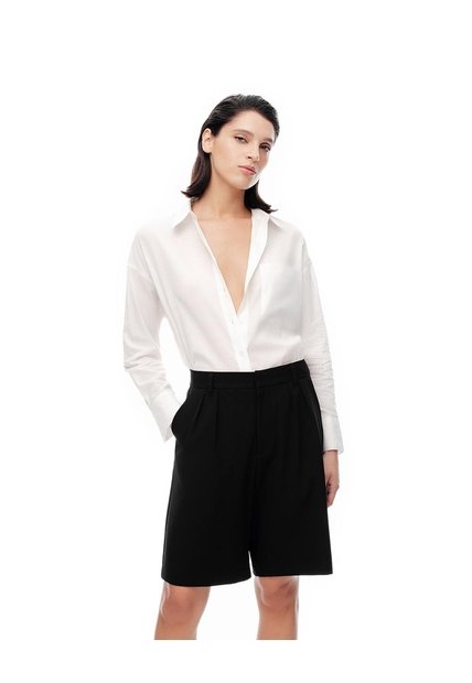 Bermuda Regular Tiro Alto Negra Mujer Negro