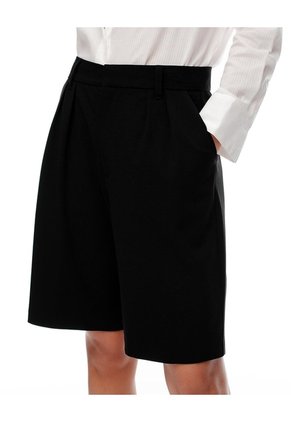 Bermuda Regular Tiro Alto Negra Mujer Negro