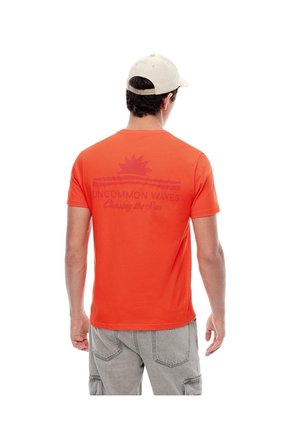Camiseta Regular Algodón Jersey Estampada Hombre Naranja
