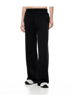Pantalón Relax Tiro Medio Algodón Negro Mujer Negro