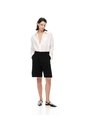 Bermuda Regular Tiro Alto Negra Mujer Negro de Gef