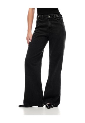 Jean Wide Leg Tiro Alto Negro Mujer Azul