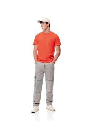 Camiseta Regular Algodón Jersey Estampada Hombre Naranja