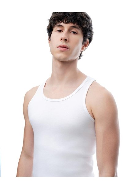 Camisilla Slim Algodón Blanca Hombre Blanco
